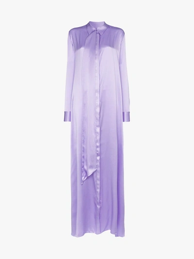 Shop Michael Lo Sordo Collared And Wrap Neck Silk Dress In Pink/purple