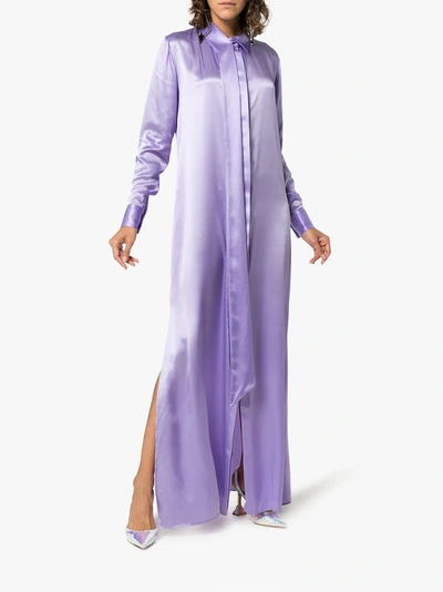 Shop Michael Lo Sordo Collared And Wrap Neck Silk Dress In Pink/purple