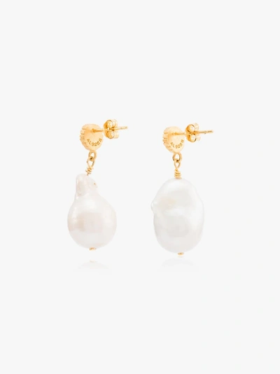 Shop Anni Lu Gold Plated Stars And Pearls Pearl Earrings In White