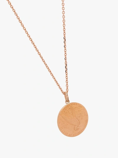Shop Shay 18kt Rose Gold Coin Pave Diamond Necklace In Metallic