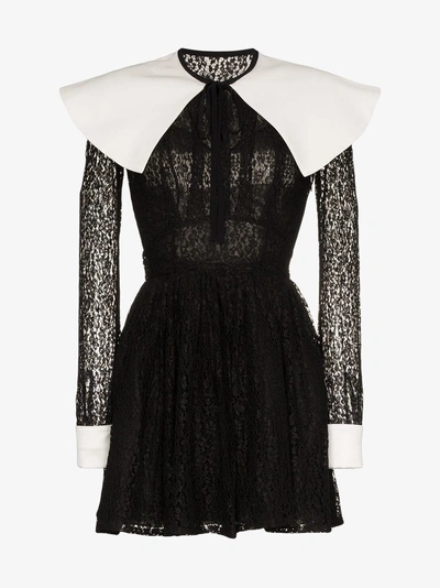 Shop Alessandra Rich Mikado Lace Mini-dress In Black