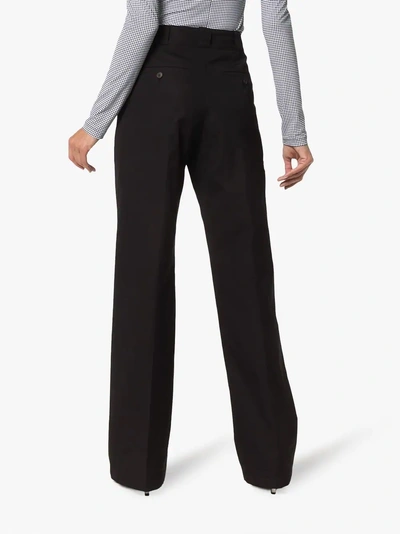 Shop Prada Cotton High Waist Trousers In Black