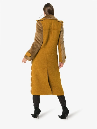 Shop Acne Studios Faux Fur Front Panel Coat In Orange