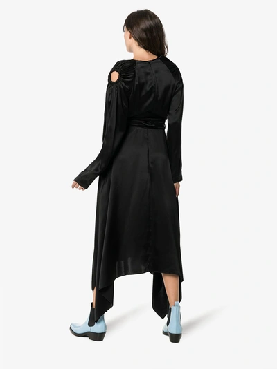 Shop Materiel Matériel Hole Asymmetric Silk Dress In Black