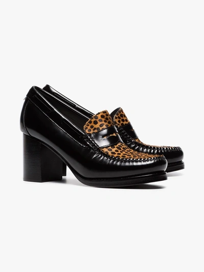 Shop Re/done Winsome Weejuns 80 Leopard-print Pumps In Black
