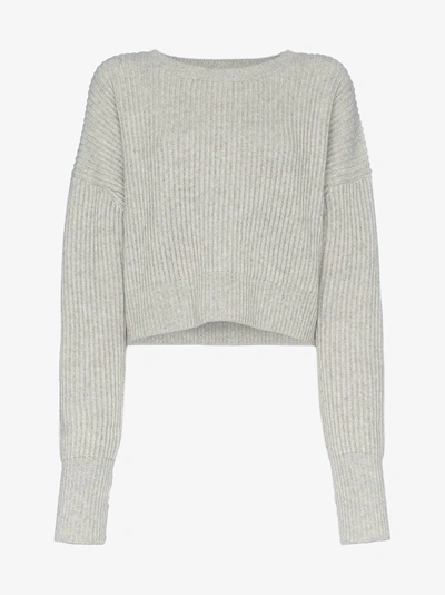 Shop Re/done Ribbed Crop Jumper In Grey