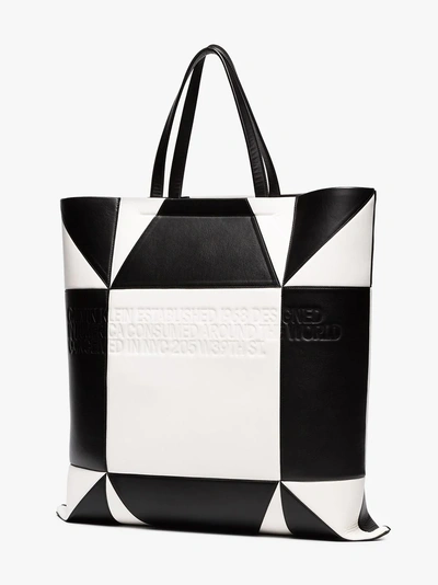 Shop Calvin Klein 205w39nyc White And Black Geometric Quilted Leather Tote