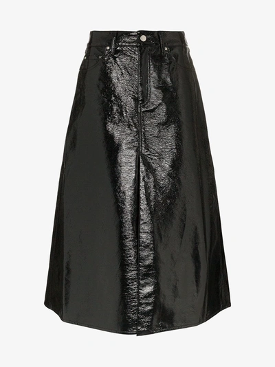 Shop Beaufille Lantona A Line Vinyl Cotton Blend Skirt In Black