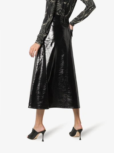 Shop Beaufille Lantona A Line Vinyl Cotton Blend Skirt In Black