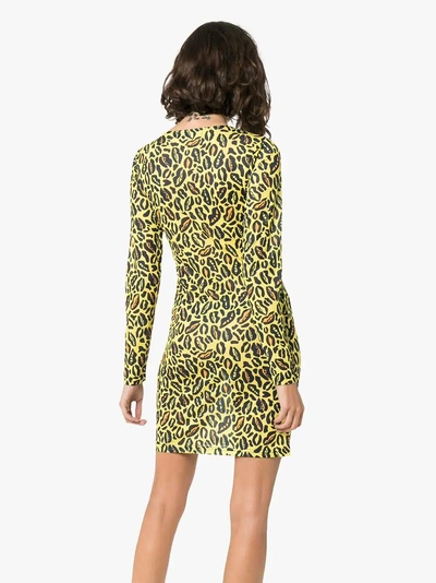 Shop Charm's Speed Leopard Print Fitted Dress In Yellow/orange