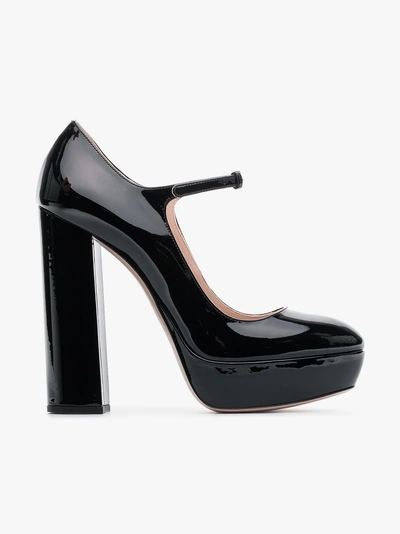 Shop Miu Miu Black 135 Leather Mary Jane Pumps