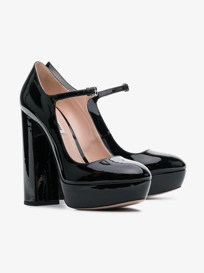 Shop Miu Miu Black 135 Leather Mary Jane Pumps