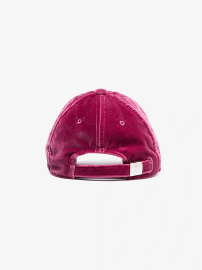 Shop Moncler Baseballkappe Aus Samt In Pink/purple