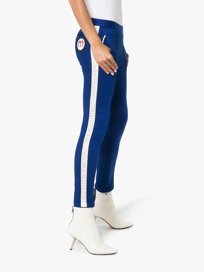 Shop Miu Miu Crystal-embellished Sweatpants In F0016 Bluette