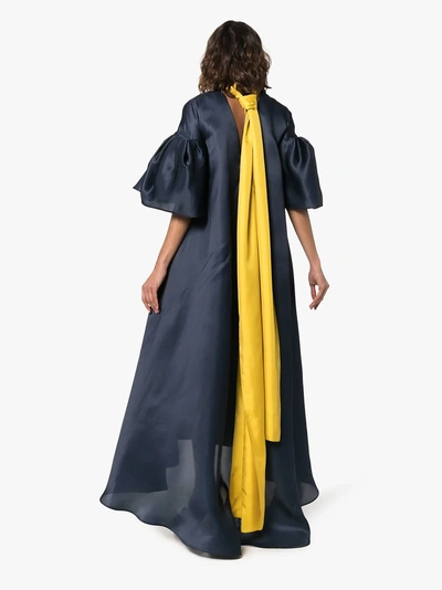 Shop Roksanda Farola V-neck Draped Silk Organza Dress In Blue