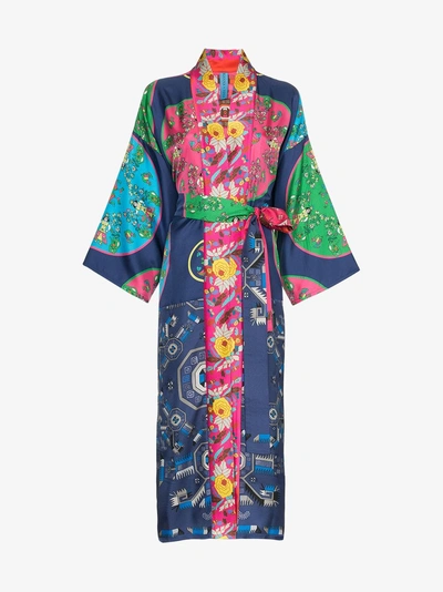 Shop Rianna + Nina 'greek Kimono' Robe Mit Print In Multicolour