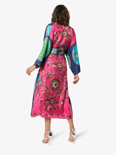 Shop Rianna + Nina 'greek Kimono' Robe Mit Print In Multicolour