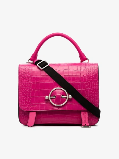 Shop Jw Anderson Hibiscus Large Disc Satchel In Pink/purple