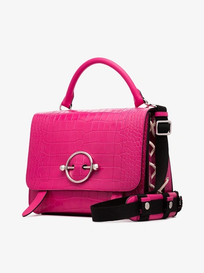 Shop Jw Anderson Hibiscus Large Disc Satchel In Pink/purple