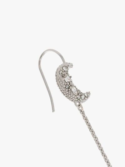 Shop Miu Miu Pearl And Moon Charm Drop Earrings In Metallic