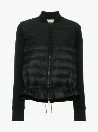 Shop Moncler Knitted Sleeve Puffer Jacket In Black