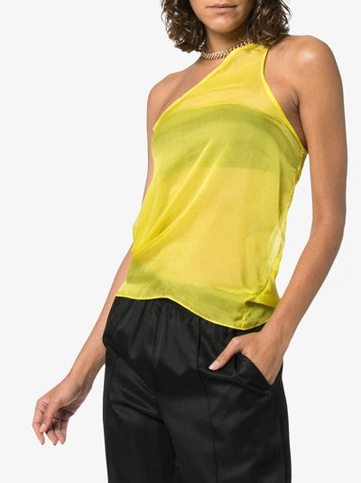 Shop Supriya Lele Off-shoulder Silk Sheer Top In Yellow/orange