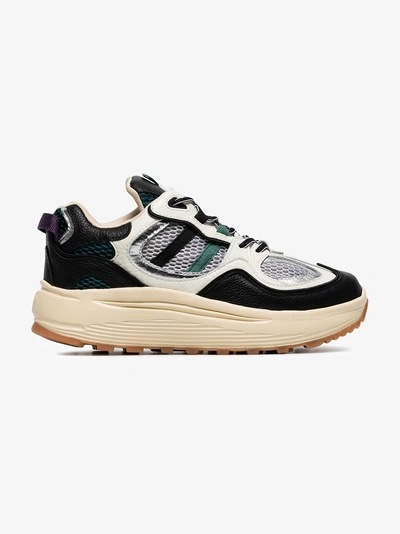 Shop Eytys White, Black And Green Turbo Suede And Mesh Sneakers