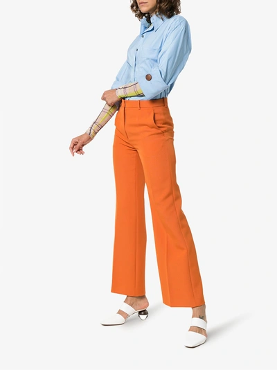 Shop Joseph Rhone Flared And Wide Leg Wool Trousers In 0620 Marmalade