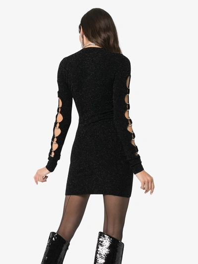 Shop Beau Souci Cut-out And Eyelet Detail Fitted Mini Dress In Black