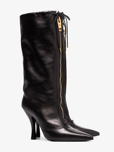 Shop Versace Mid-calf Zip Boots In Black