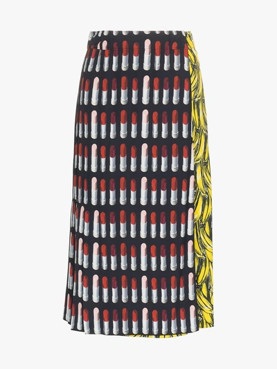 Shop Prada Lipstick Banana-print Skirt In Black