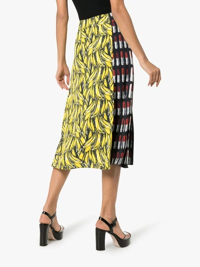 Shop Prada Lipstick Banana-print Skirt In Black