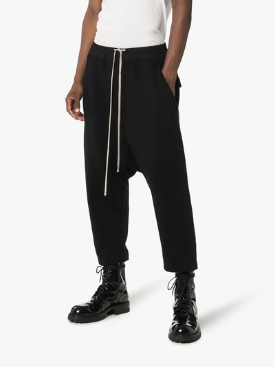 Shop Rick Owens Drkshdw Drop-crotch Cotton Trousers In Black