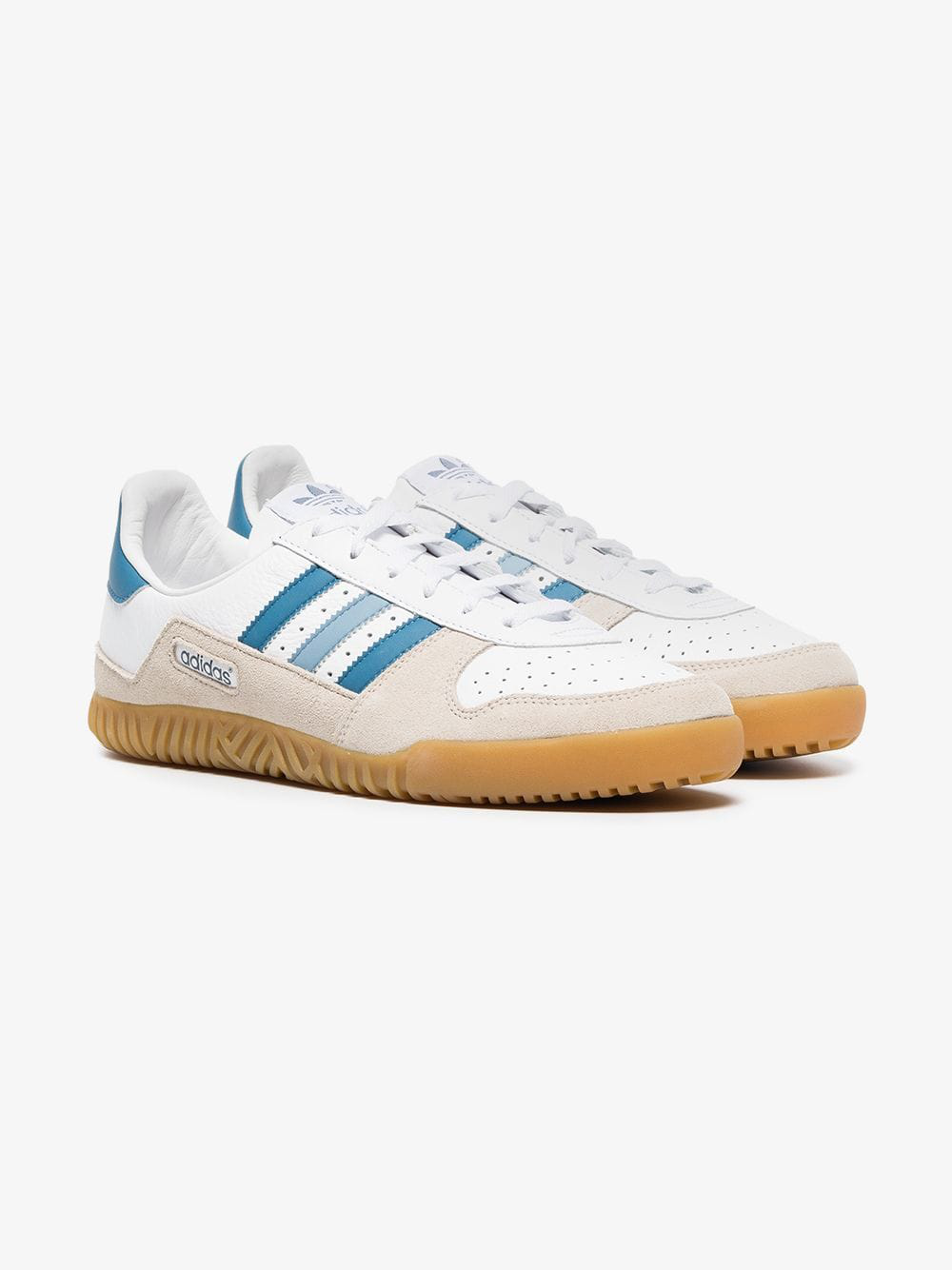 Adidas Originals Adidas White, Blue And Grey Indoor Comp Spzl Leather  Sneakers | ModeSens