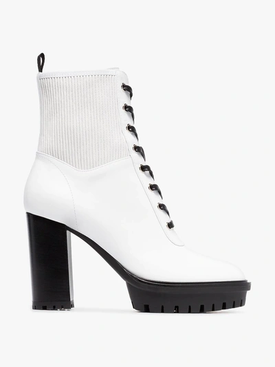 Shop Gianvito Rossi White 70 Laceup Leather Boots