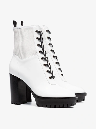 Shop Gianvito Rossi White 70 Laceup Leather Boots