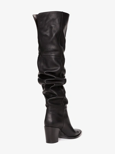 Shop Gianvito Rossi Black 70 Leather Slouch Boots