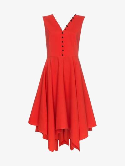 Shop Adeam Handkerchief Hem Wool Dress In Red