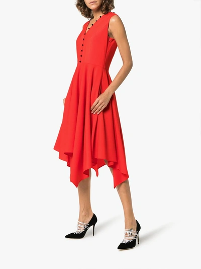 Shop Adeam Handkerchief Hem Wool Dress In Red