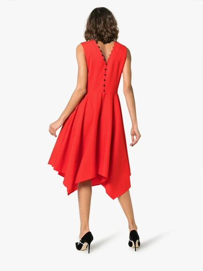 Shop Adeam Handkerchief Hem Wool Dress In Red