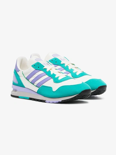 Shop Adidas Originals Adidas White, Green And Lilac Lowertree Spzl Sneakers
