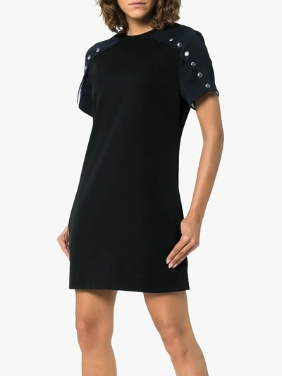 Shop Calvin Klein 205w39nyc Popper Sleeve Cotton Dress In Black