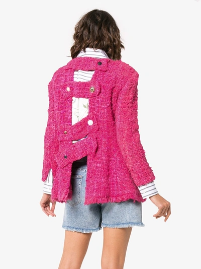 Shop Tiger In The Rain Silk Reworked Vintage Chanel Blazer In Pink/purple