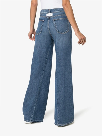 Shop Ganni Mid-rise Wide Leg Jeans In Blue