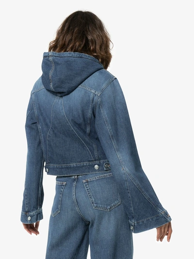 Shop Ganni Denim Hooded Jacket In Blue