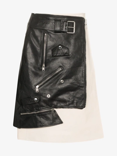 Shop Alexander Mcqueen Leather Biker Jacket Skirt In Black