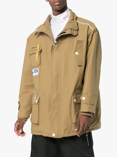 Shop Ader Error Utility Pocket Oversized Jacket In Brown