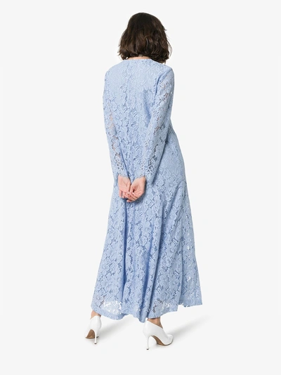 Shop Ganni Rometty Lace Midi-dress In Blue