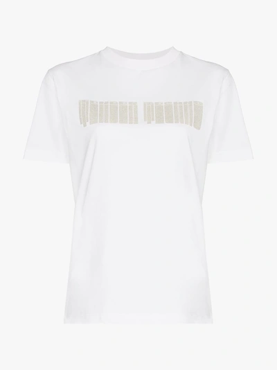 Shop Ganni Harris Slogan Print T-shirt In White
