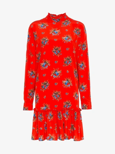 Shop Ganni Kochhar Floral Mini-dress In Red